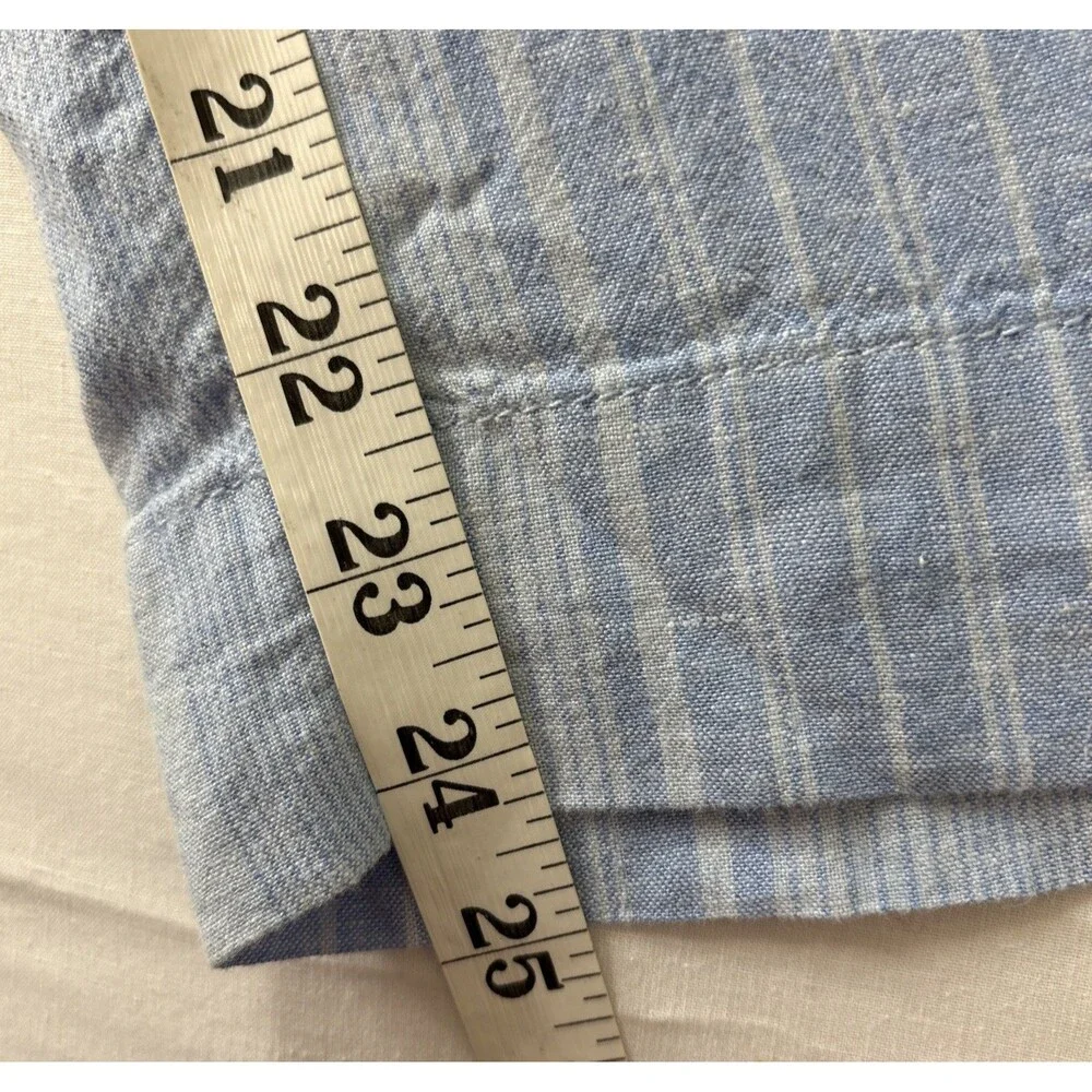 Tahari Women's Large Blue Linen Rayon Elastic Waist Casual Pants with Pockets